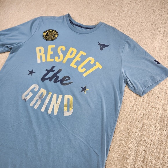 Under Armour Project Rock Shirt Men Medium Blue Iron Paradise Workout Training - Picture 1 of 10
